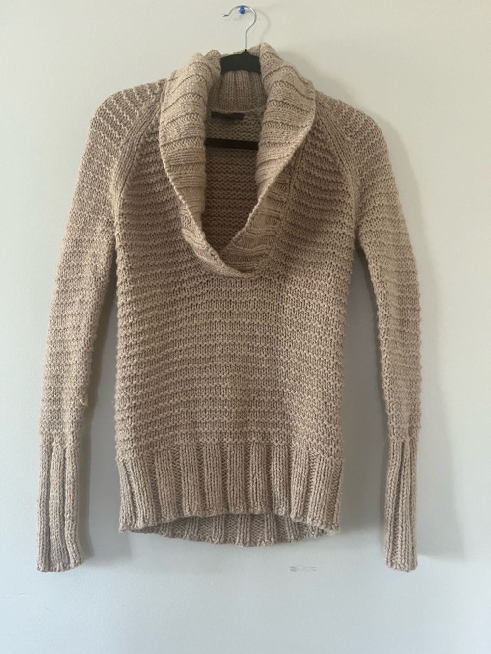 Y2K Gap Alpaca Wool Cowl Neck Sweater XS Beige Cozy Knit Minimalist Capsule